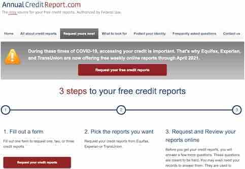 Free Credit Report Request