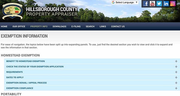 Homestead Exemptions Hillsborough County