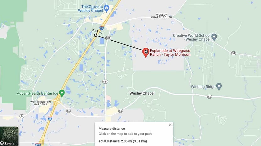 Map of Esplanade at Wiregrass Ranch Wesley Chapel FL